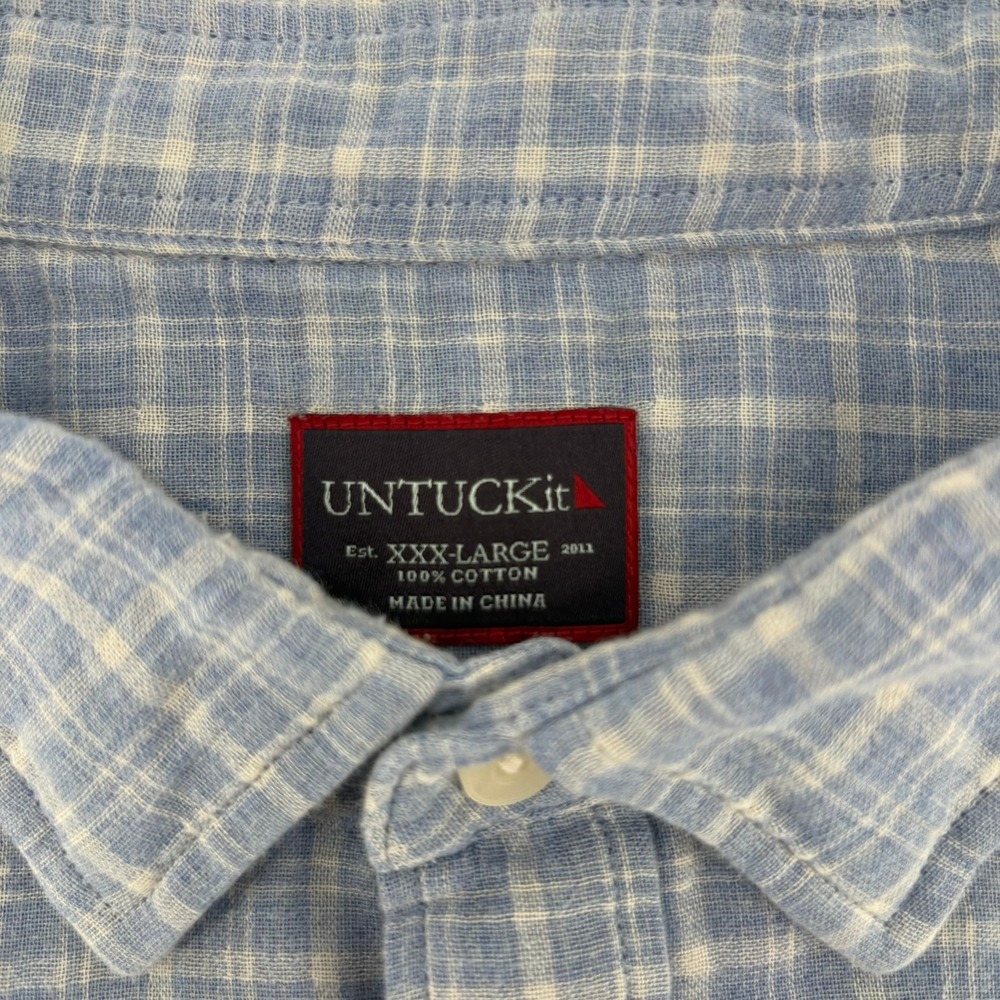 UNTUCKit Mens XXXL Cillar Blue Plaid Cotton Long Sleeve Button Down Shirt XXX-L - Picture 4 of 8